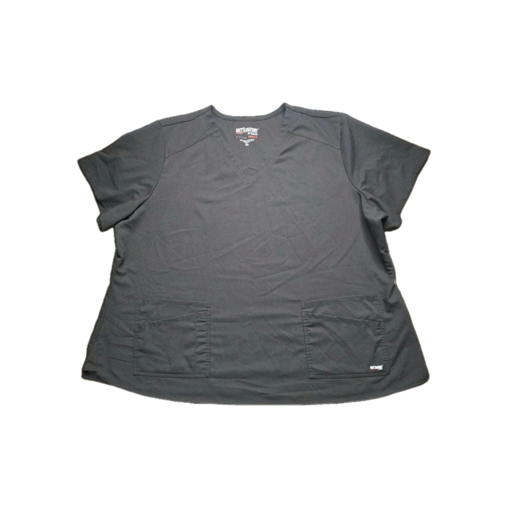 Grey’s Anatomy by Barco Scrub Top Women’s 4XL Charcoal Stretch V-Neck Pockets